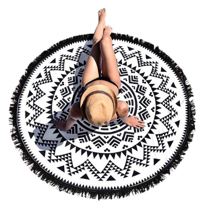 Round Hippie Tapestry Beach Throw Roundie Mandala Towel Yoga Mat Bohemian