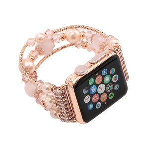 Women Girls Handmade Elastic Stretch Beaded Agate Natural Stone Bracelet Replacement for Apple Watch