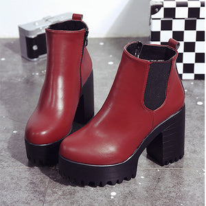 Women Boots Square Heel Platforms Leather Thigh High Pump Boots  Shoes