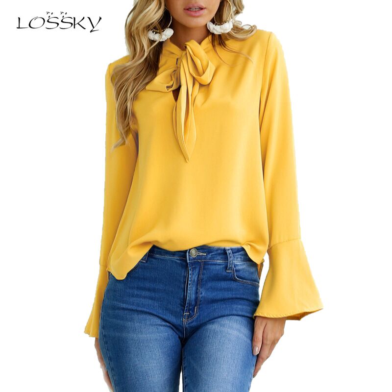 Women Flare Long Sleeve Chiffon